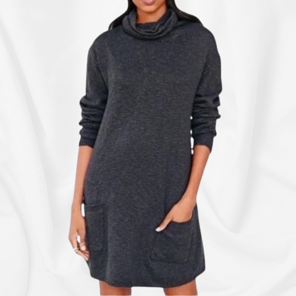 BDG Women's Slub Cowl-Neck Sweater Dress in Grey│Size Small - Picture 1 of 15